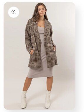 HYFVE Plaid Oversized Longline Boyfriend Coat Jacket Size Large‎